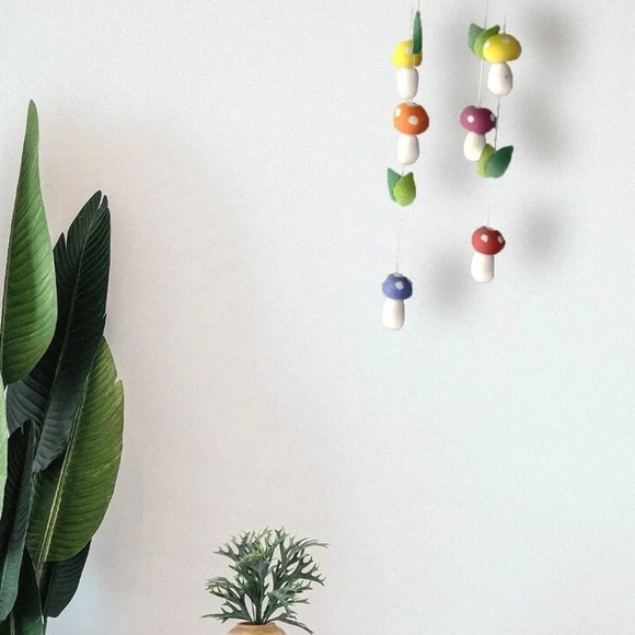 Fair Trade Nepalese Handmade Felt Mushroom Mobile, NWT - Picture 5 of 14